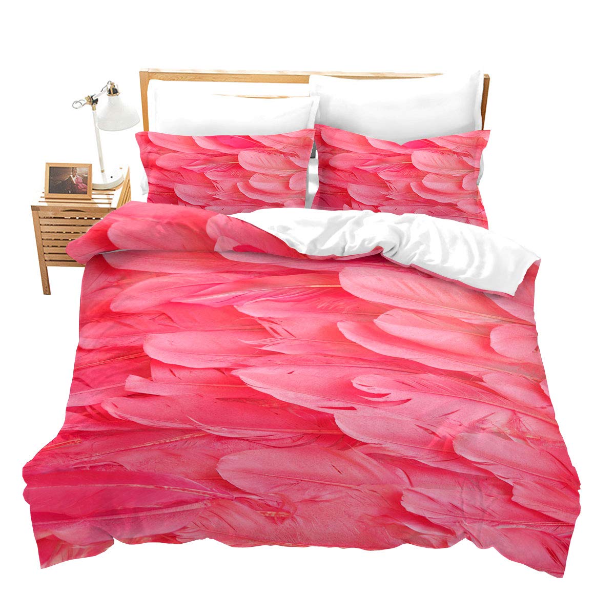 Pink Feathers Cull Cover Zestaw, zestaw pościeli dla dziewcząt, piękna różowa pokrywka, ptak kołdra okładka king size