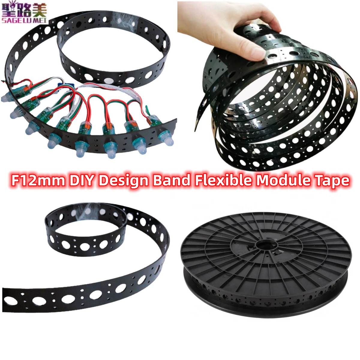 1-5M F12mm ABS Flexible Tape DIY Design Band Tape Build Christmas Tree Mount Strip Belt Rope For LED Pixel String Module Light