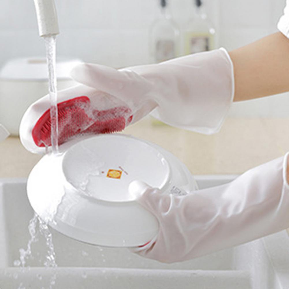 2st Cleaning Gloves Rika mousserande kraftfulla borst Snabbskölj ren PVC Diskmaskin och skrubba handskar Kökförsörjningsverktyg