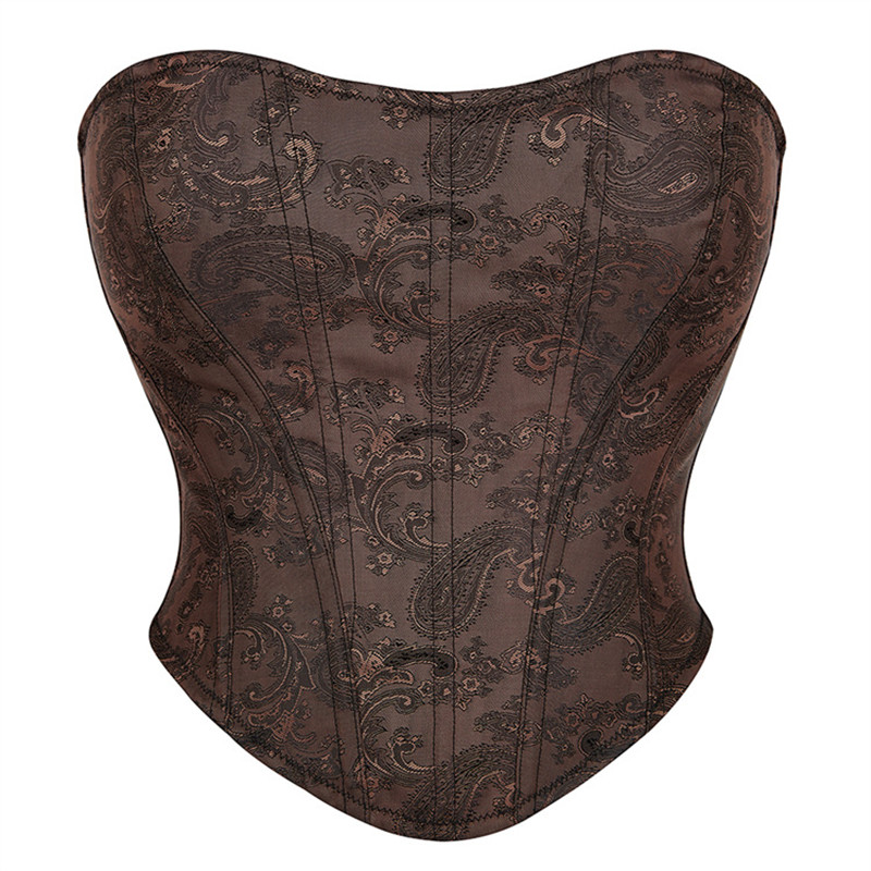 Corsets sexy tops crop bustiers femmes femmes gothiques brocade tropbust corset zip vintage style corselet overbust dames plus taille