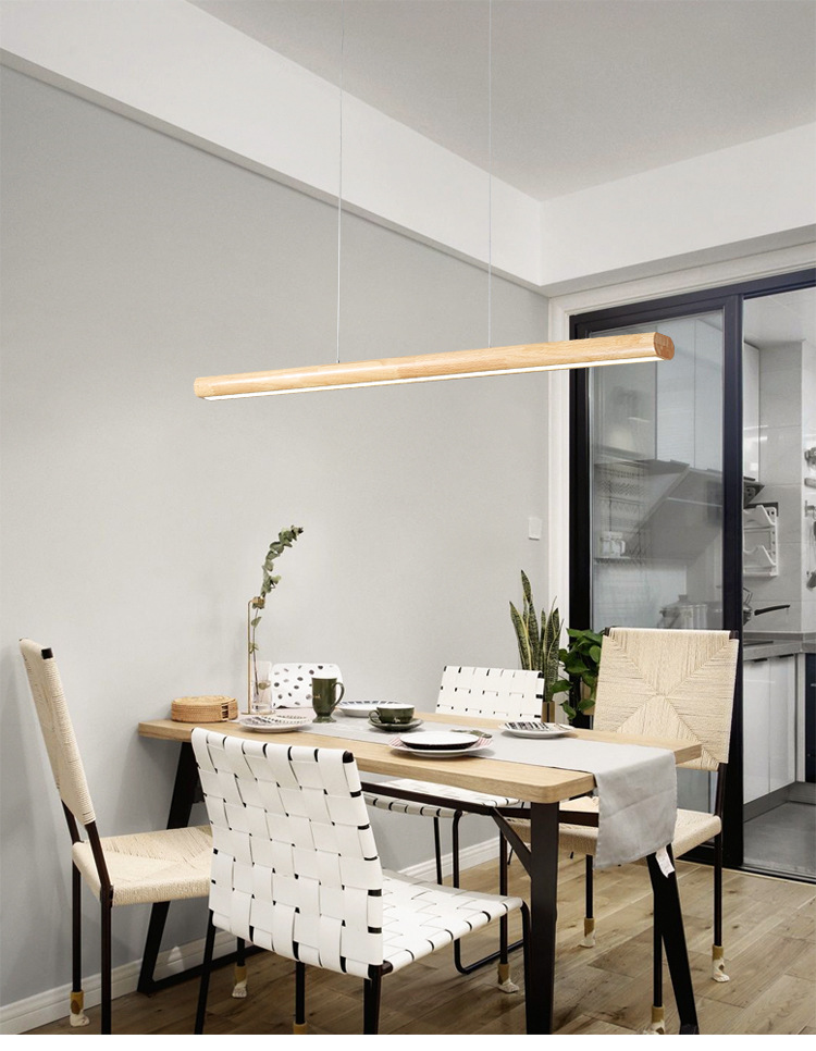 LED Hanging Light Wood Dining Table Pendante LAMPE DIMMable Plafond Chandelier en bois pour restauration Office Salon Kitchen