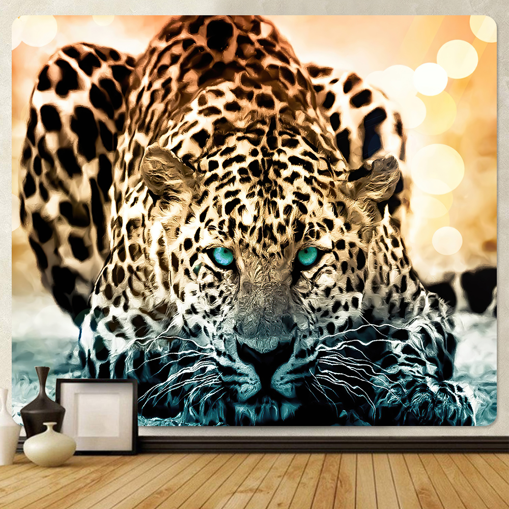 Scène psychédélique grande taille Tiger Animal Home Art Déco Tapestry Bohemian Decorative Tapestry Sheet Yoga Mat Sofa Sofa