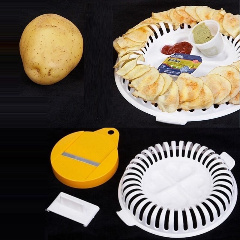 / Set Diy Slicer Microwave Four Fat Gros Grates Pommes de terre Maker Set Chips Rack Cuisine Diy Bâteau Coup Homemade Chip Slicer