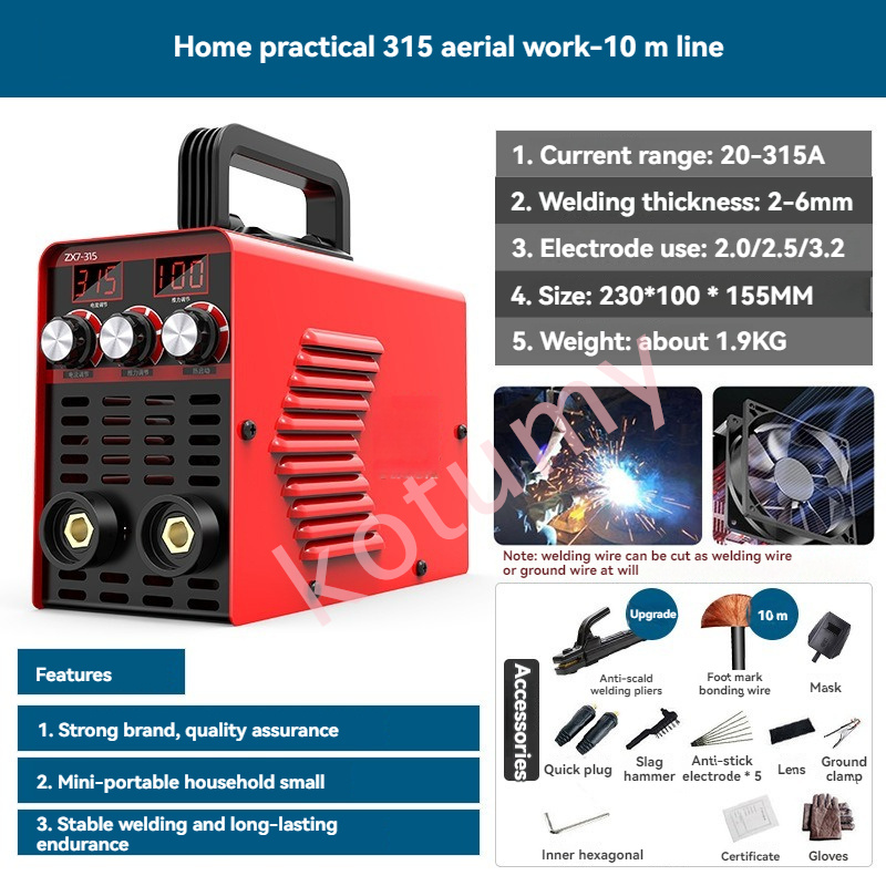 ZX7-315 Portable ARC Welding Machine Arc Welding Machine Fully Automatic Small Electric Welder 20-250A Dual Display Screen