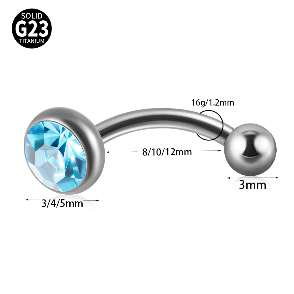 G23 Titanium Piercings Banana Barbell Fire Opale Rod de sourcil externe