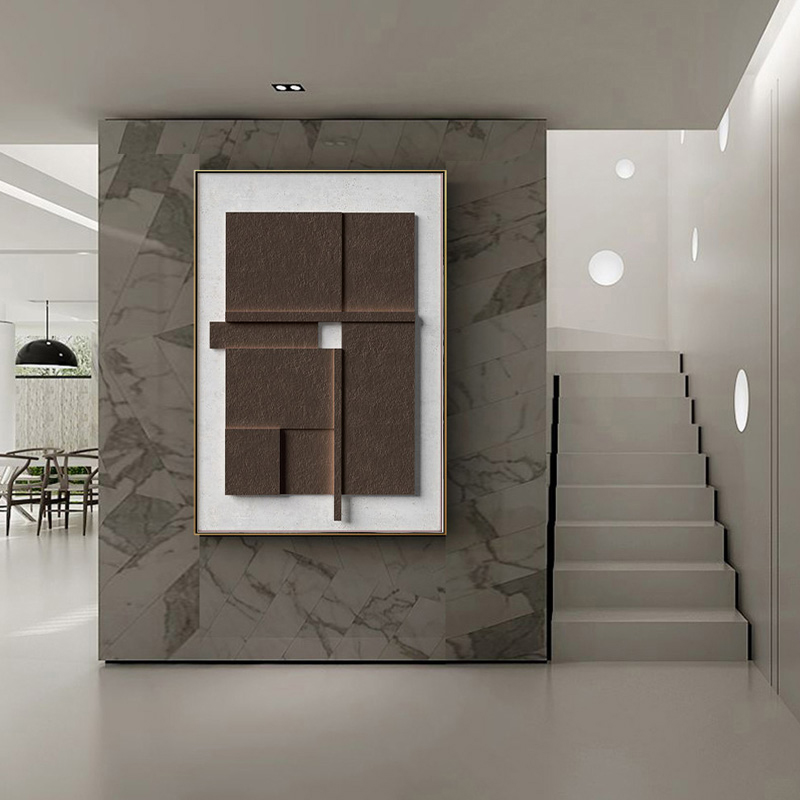 Brown 3d Effet géométrique abstrait mur art affiche nordique décor de décoration de maison peinture d'image minimaliste moderne pour le salon