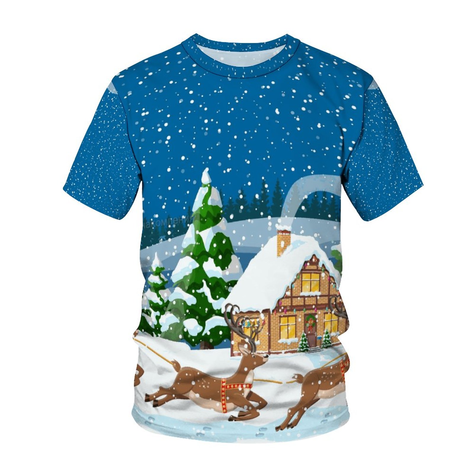 NOUVEAU CARNIVAL DE CHRIOT-CARNIVAL MENS'S T -SHIRT 3D Prince Santa Claus Vêtements Snowman Amosphère Côtes courtes.