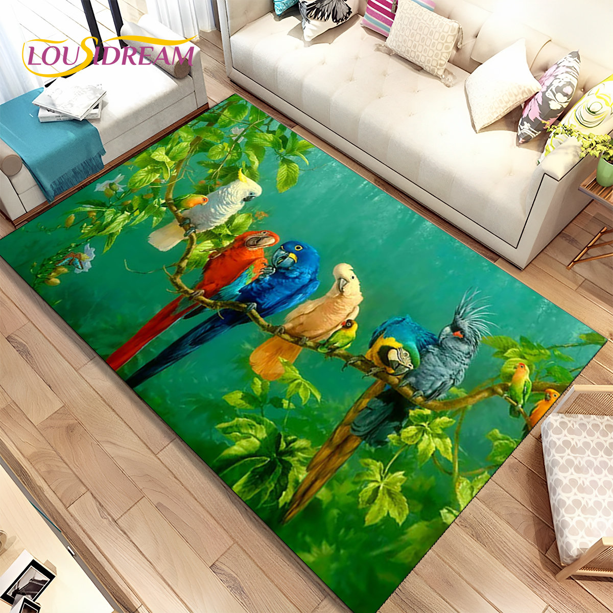 Colorful Parrot Macaws Birds Area Rug,Carpet Rug for Home Living Room Bedroom Sofa Doormat Kitchen Decor,kids Non-slip Floor Mat