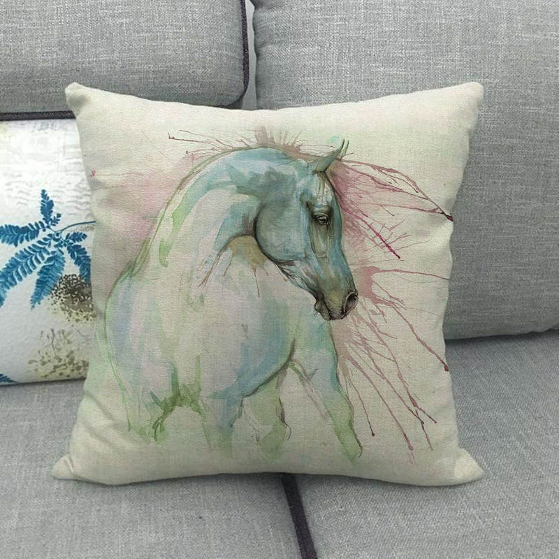 Abstract Horse Pillow Case Brown Horse Linen Decorative Pillowcase for Pillow Decorative Cushions for Elegant Sofa Pillow Cover