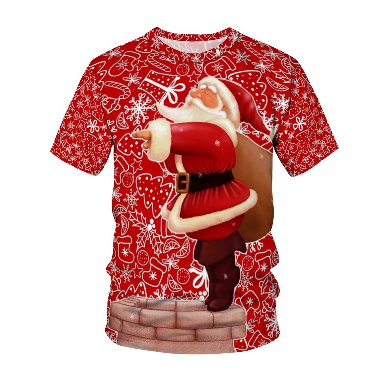 NOUVEAU CARNIVAL DE CHRIOT-CARNIVAL MENS'S T -SHIRT 3D Prince Santa Claus Vêtements Snowman Amosphère Côtes courtes.
