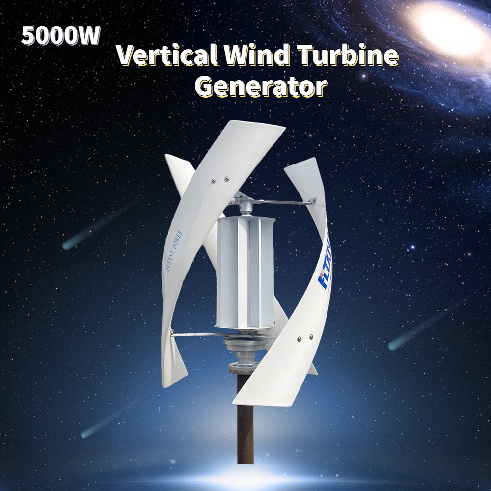 5000W verticale as windturbinegenerator Complete Set 24V 48V Windmill 220V AC Output Huishouden Kit met controller -omvormer