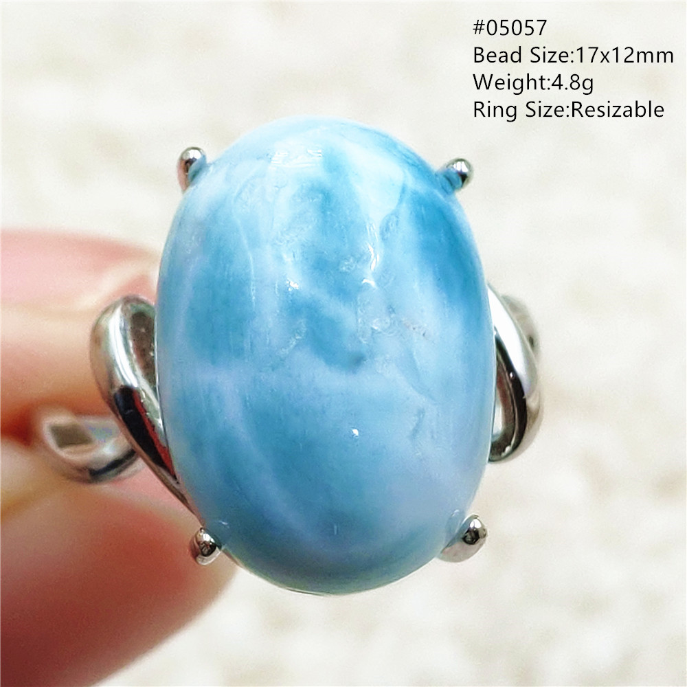Joya de anillo ajustable azul natural joya de anillo de dominio patrón de agua de perlas gimnasia 925 plata esterlina