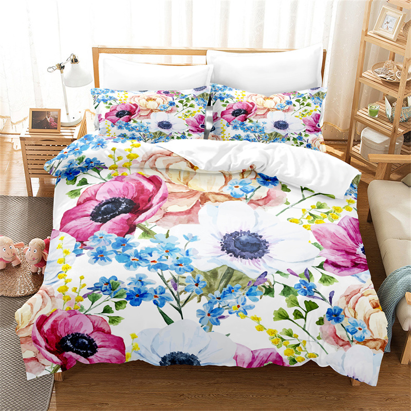 Plantas de flores Conjunto de roupas de cama Plantas tropicais Capa de edredão Mulheres capa de edredão Quarto lindo Cama de cama King/Queen Duvet Set