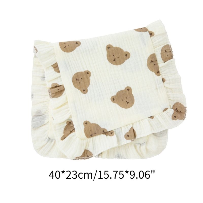 Baby Face-Towel Soft Burp Cloth Breathable Toddler Wash Cloth Rectangle Ruffle Pillow Cover Drooling Bib Facecloth