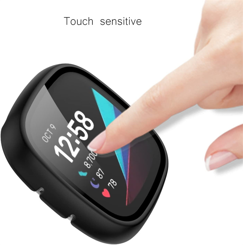 Glass+custodia Fitbit Versa 3/Sense Temped Glass Temped All-Around Protective Protector Cover Bumper Fitbit Sense/Versa 3