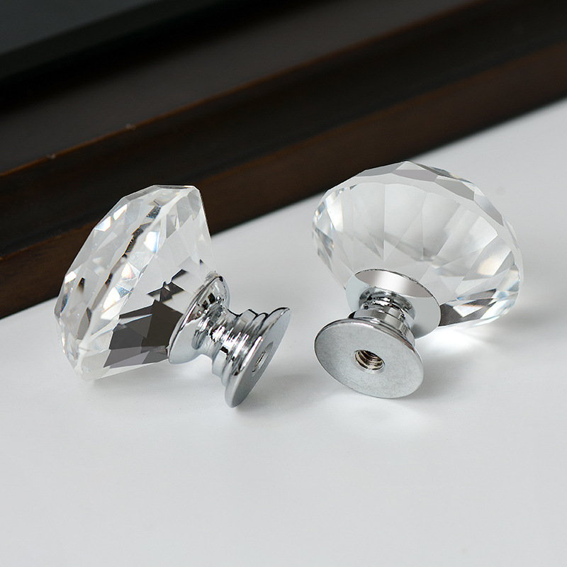 Diamant Shape Design Crystal Glass Knobs Copboard drar lådknappar möbler handtag