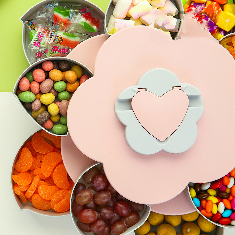 Rotierende Snack Aufbewahrungsbox Lebensmittel Süßigkeiten Bloom Schmuck Organizer Kinder Snack Blumen Form Container Hochzeitsfeier Aufbewahrung