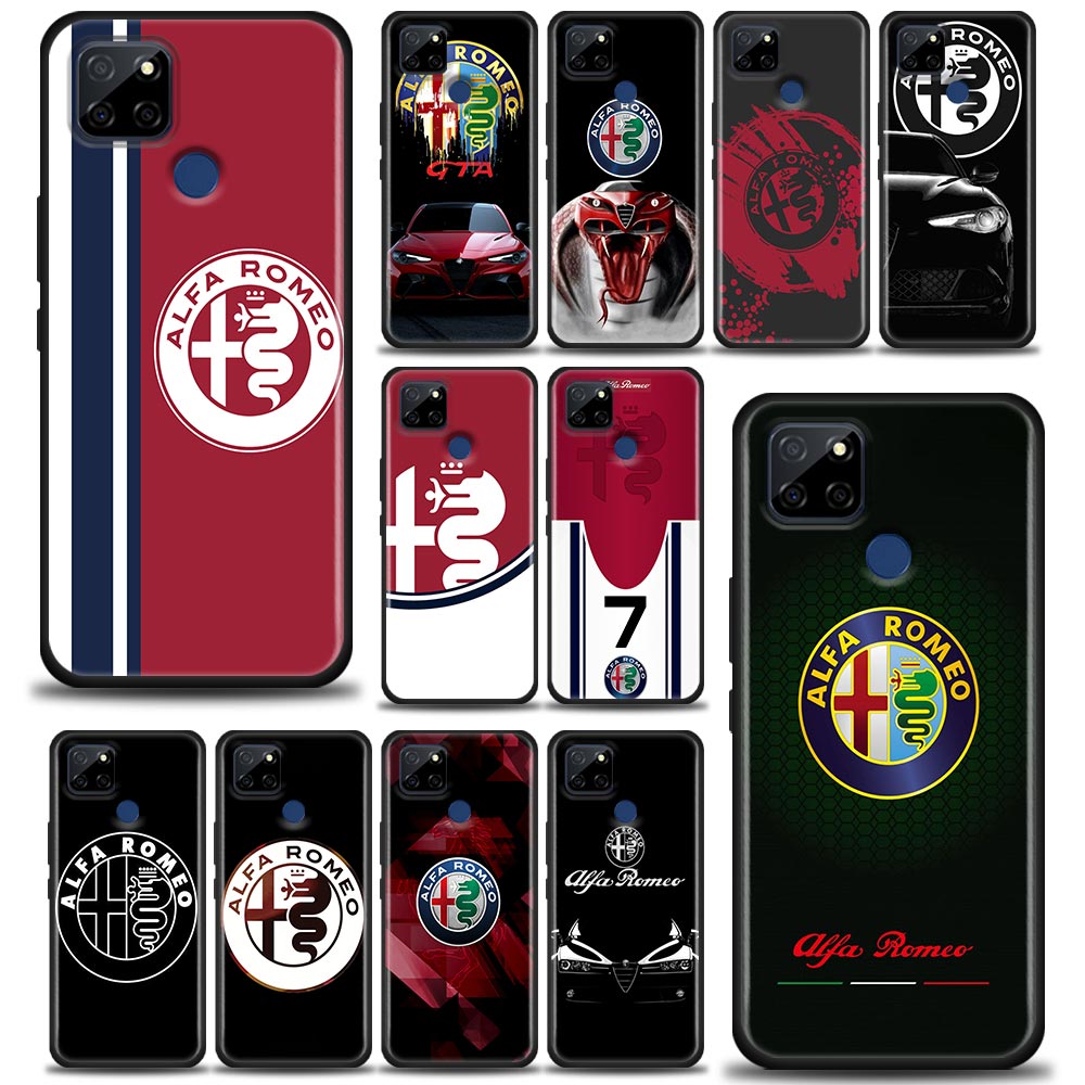 TALY CAR A-Alfa R-Romeo Połączenie telefoniczne dla Realme 9 9i 8 8i 7 7i 6 5 C17 6S 5I 5S 6i Pro Narzo 4G 5G Black Soft Silikonowe Cover Fundda