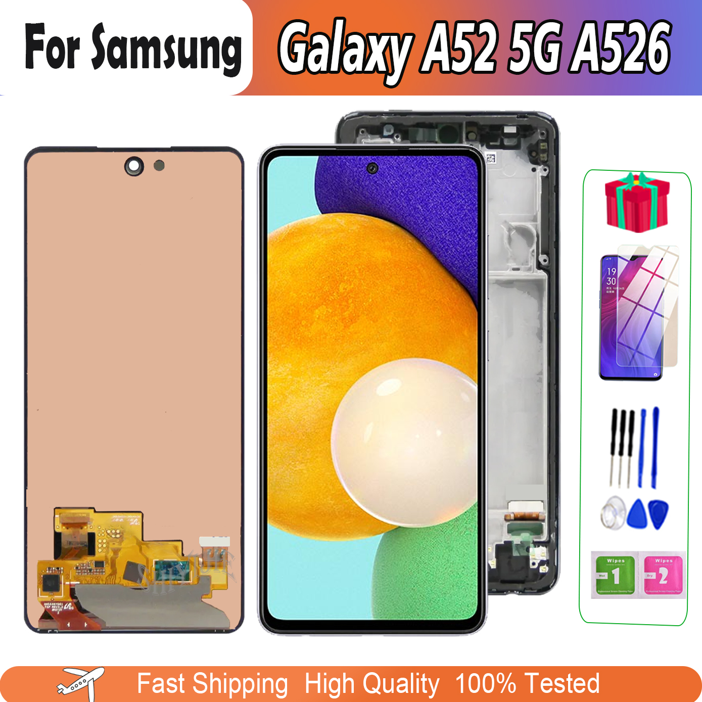 LCD pour Samsung Galaxy A52 5G A526 SM-A526B SM-A526B / DS Écran tactile d'affichage LCD pour l'assemblage 100% Numériseur testé