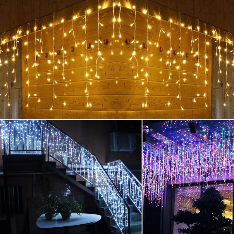 LED Ice Pillars/Ice Stripes/Snowflake Light Strings Fairy Curtains Christmas Lights Outdoor Garden Party Home Street Garland