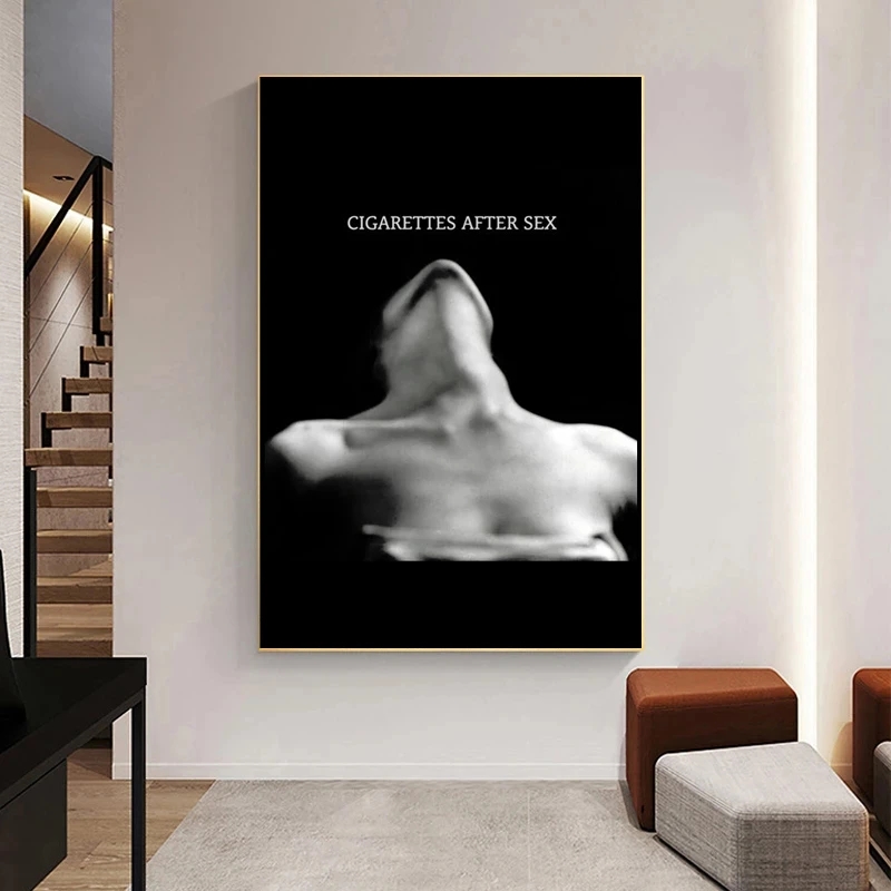 Toile féminine fumeuse en noir peinture cigarettes après une affiche de sexe HD Impression de l'art mural moderne photo de chambre à coucher décor de chambre à coucher