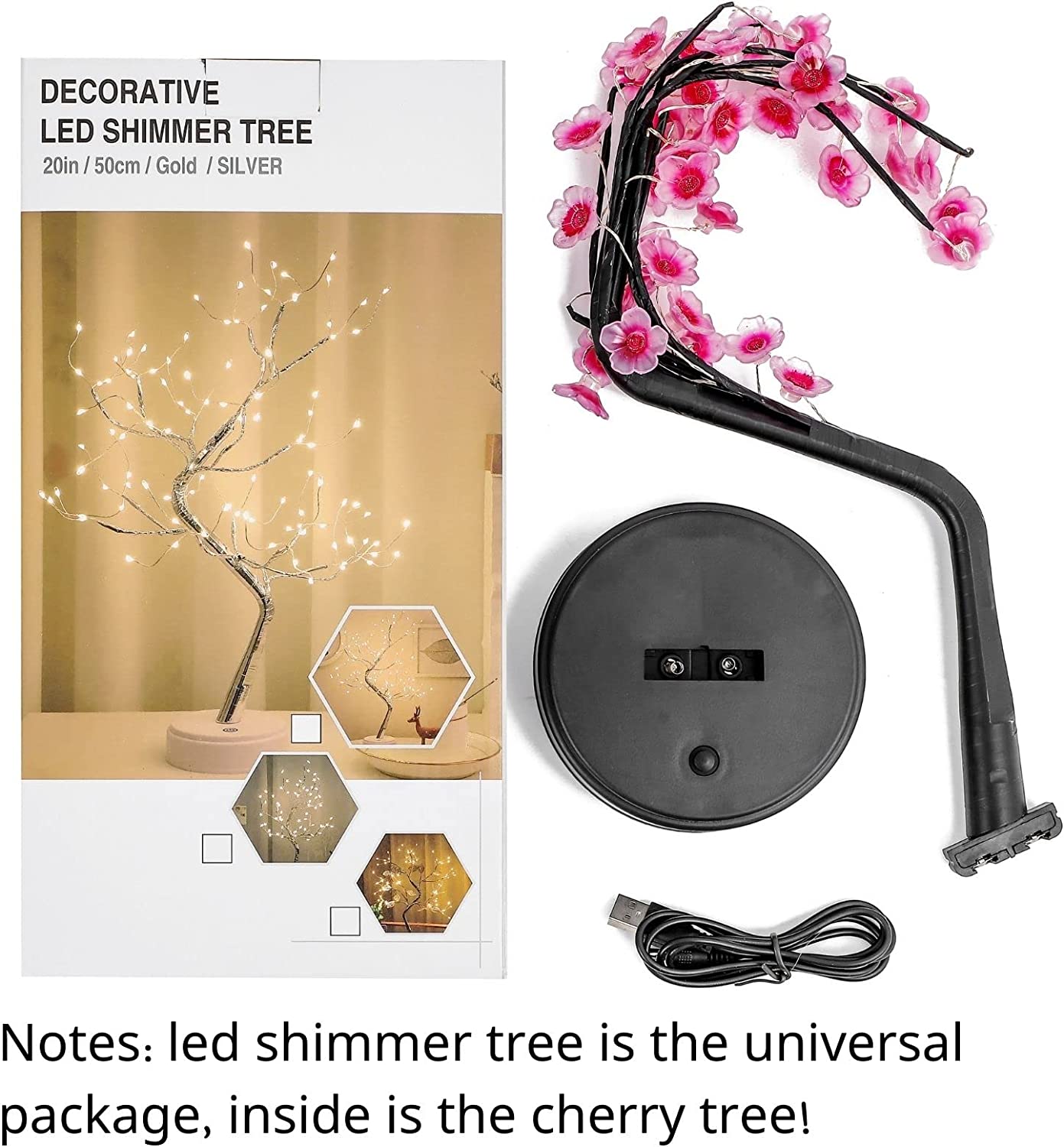 Plum Blossom Bonsai Tree Light - Artificial Fairy Light Spirit Tree med 36 LED -plommonblombelysning, dekor av sovrum, jul