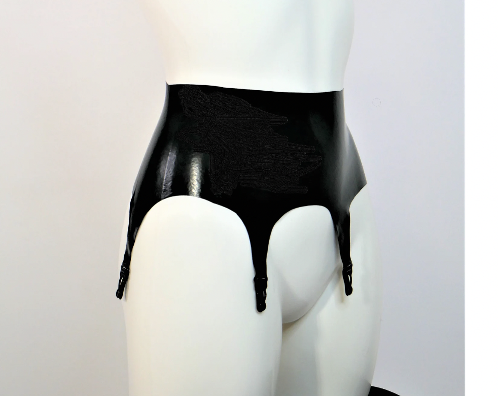 Zwarte latex sexy mini -rokken kousenriemriem voor kousen