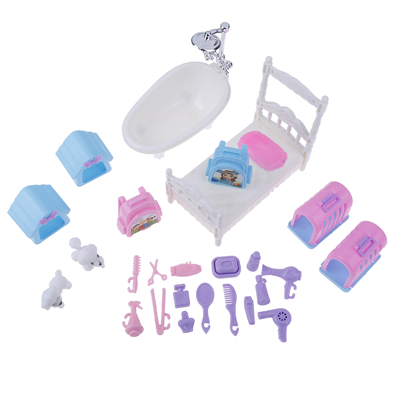 1/6 Plastic miniatures dollhouse furnitures decor kits set for diy kids toy gift