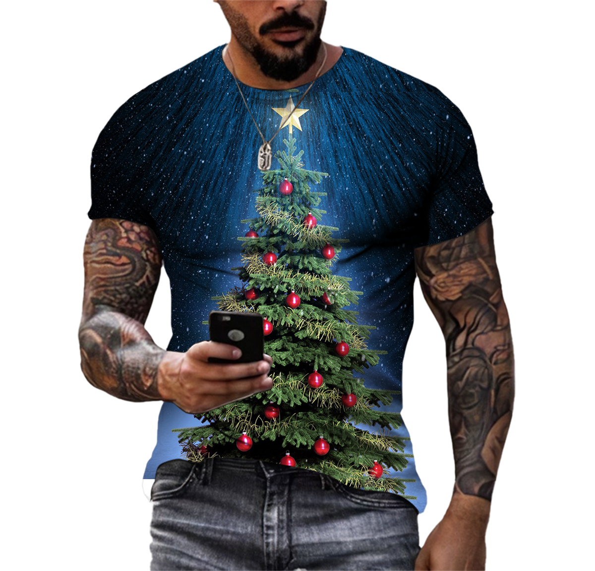 Nuovo popolare festa di Natale Babbo Natale 3D Stampa 3D T-shirt personalizzato Maglietta da uomo Atmosfera hip-hop Atmosfera corta