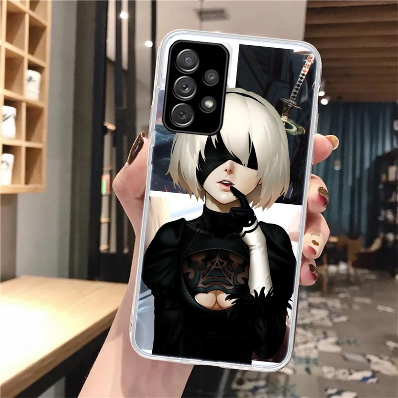 Caso de teléfono suave de anime 2B Nier Automata para Samsung Galaxy A52 A53 A54 A12 A13 A14 A22 A23 A24 A32 A33 A34 A72 A73 A42 Patt