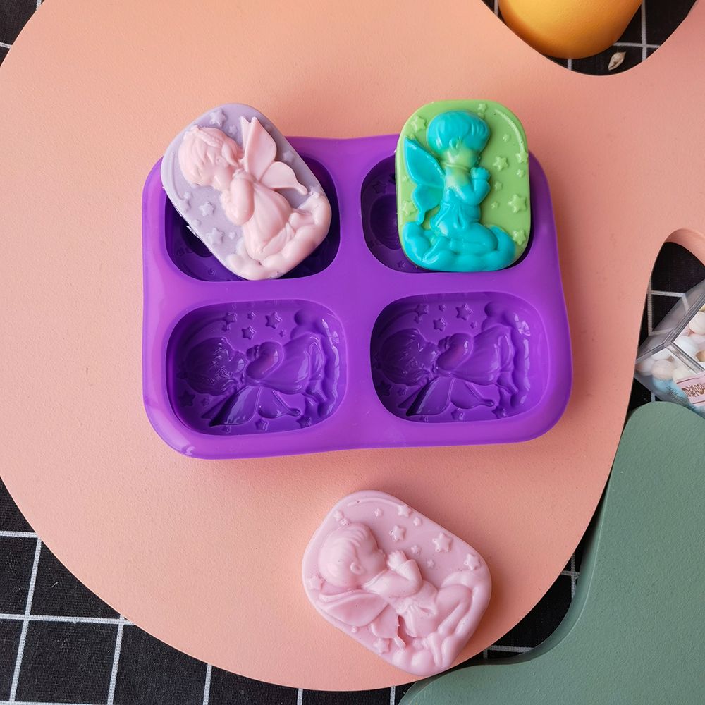 4/6 cavités créatives angel 3d Silicone Soap Moule diy Fondant Fondant Décoration de bougie moule Pudding Candy