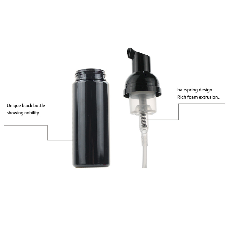 Plastic Foam Pump Bottle 50ml Black Cleaner Soap Shampoo Dispenser Foam Container Empty Bottle Refillable Bottles Travel