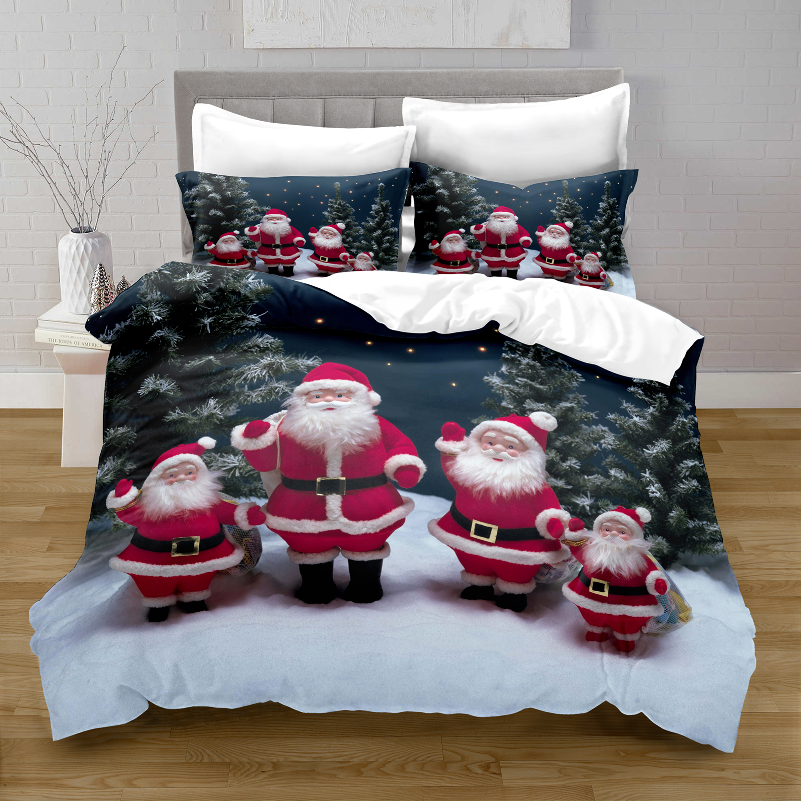 Weihnachten Santa Claus Katze Elch Muster Print Bettdecke Weihnachtsgeschenke Quilt Cover Kissenbezüge Kinder Erwachsene Home Schlafzimmer Dekoration