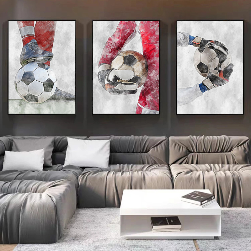 Акварельные футбольные плакаты знаменитые игроки в позе осанка холст рисовать HD Принт современный стены художественные картинки комната для дома декор