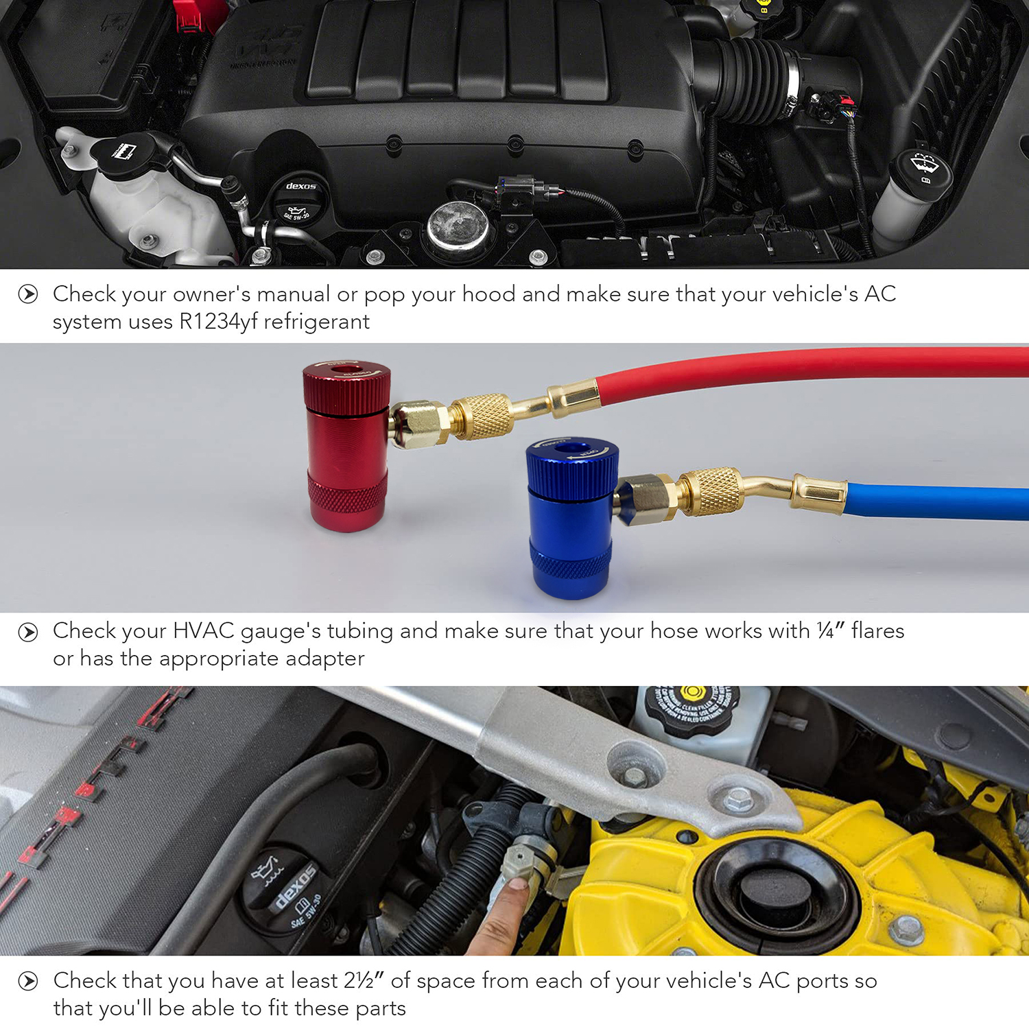 R1234yf Adaptateur rapide Adaptateur H / L AC Réfrigérants Guage Mainfold pour l'évacuation, le remplacement et la recharge de la climatisation