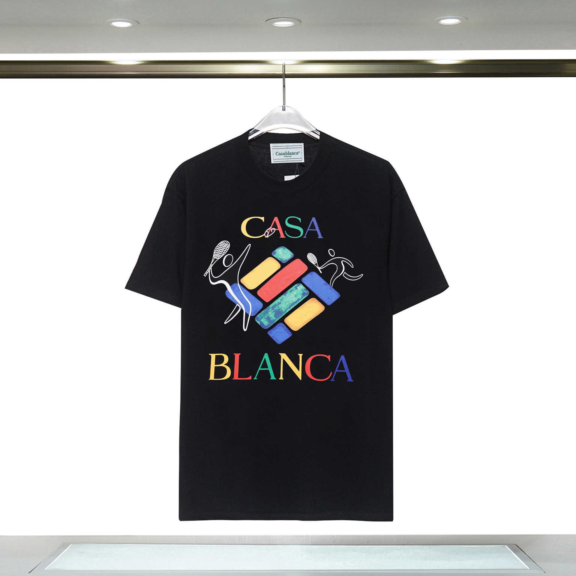 Casablanca dubbel garn Pure Cotton Letter Printing T-shirt Mens and Womens Fashion Short Sleeve