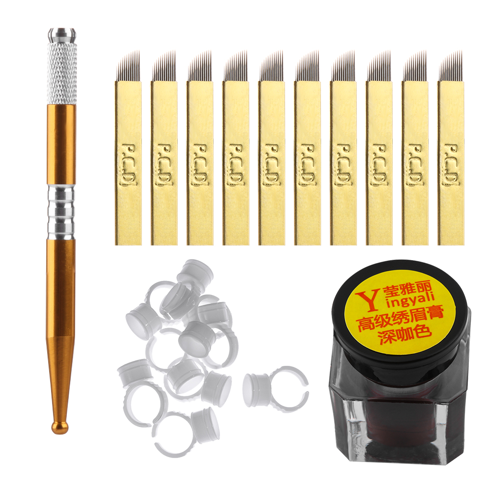 Practice Micoblading Permanent Permanent Makeup Makeup Tatoo Tattoo Needle Pen Pigment Kit Tattoo Pigment Rings Makeup Makeup Tool