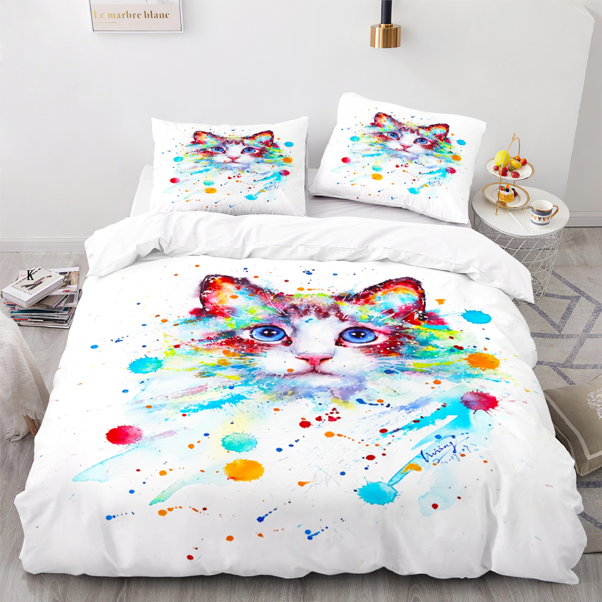 Buntes Katzen Bettwäsche Cover süßes Katzen Muster kreatives Farbdesign für Kinder Jungen Mädchen Schlafzimmer Dekorative Tiere Königin King King