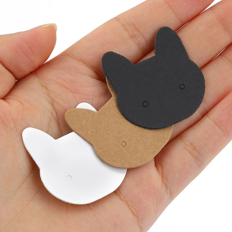 Cat Head Shaped Ear Studs Display Card Earrings Tags DIY Blank Ear Studs Cards Jewellery Piece Cards