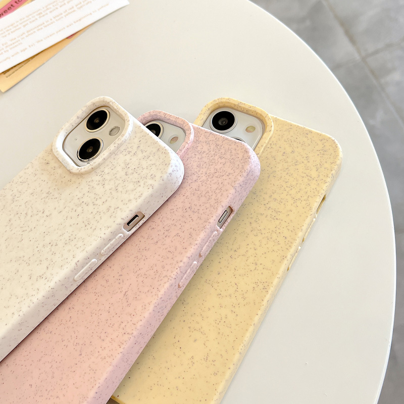 Biodegradable Eco-Wheat Straw Case For iPhone 14 Pro Max 13 12 11 X XS XR 7 8 6 6S Plus SE Soft Silicone Eco-friendly Cover