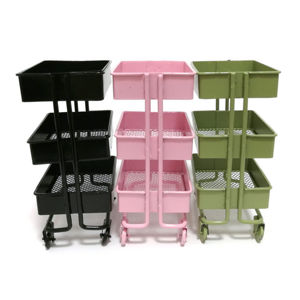 1:12 Dollhouse Mini Storage Cart Miniature Bibelle avec roues Kitchen Bedroom Furniture Display Stand Book Organizer Dropship