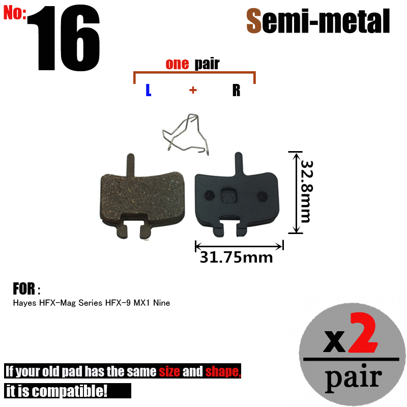 2ペア自転車ディスクブレーキパッドヘイズマグHFX-9シリーズMX1マウンテンMTB Eバイクアクセサリー
