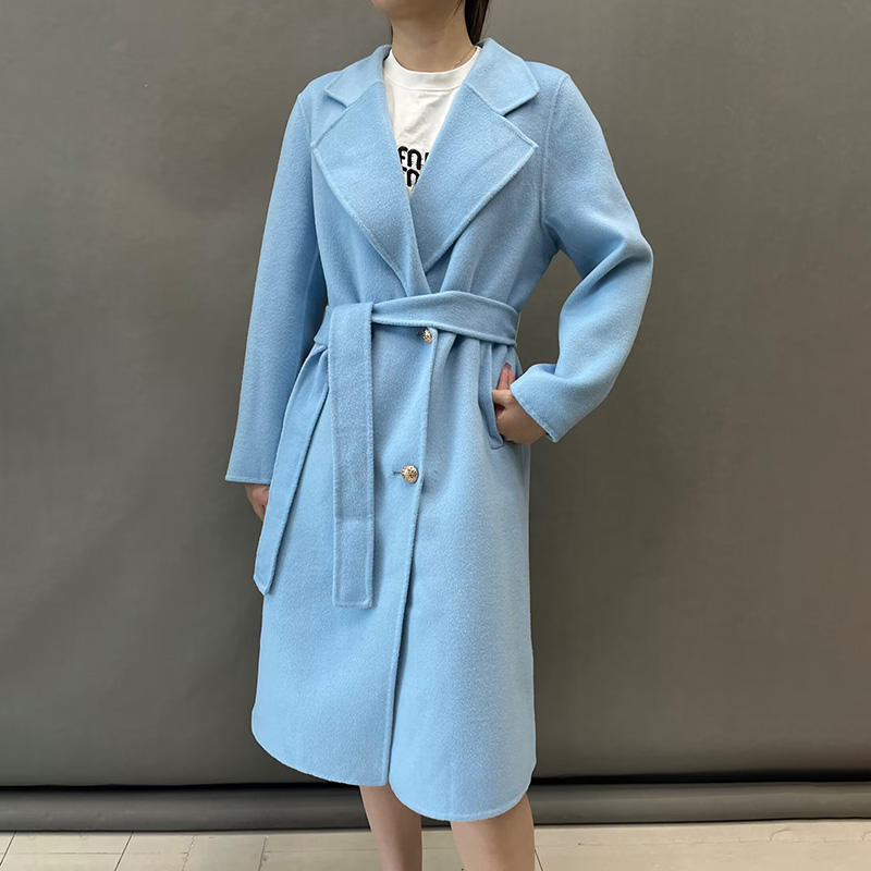 Lady Herbst Winter Trench Coats 2023 Real Woll Cashmere Long Coat Women Mantel mit Gürtel QN5551