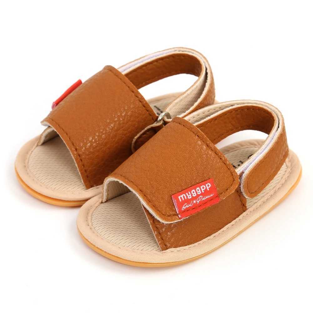 Sandals 0-18M PU leather summer baby shoes boys and girls sandals non slip pre walkers newborn soft soled baby shoes childrens beach sandals J240410