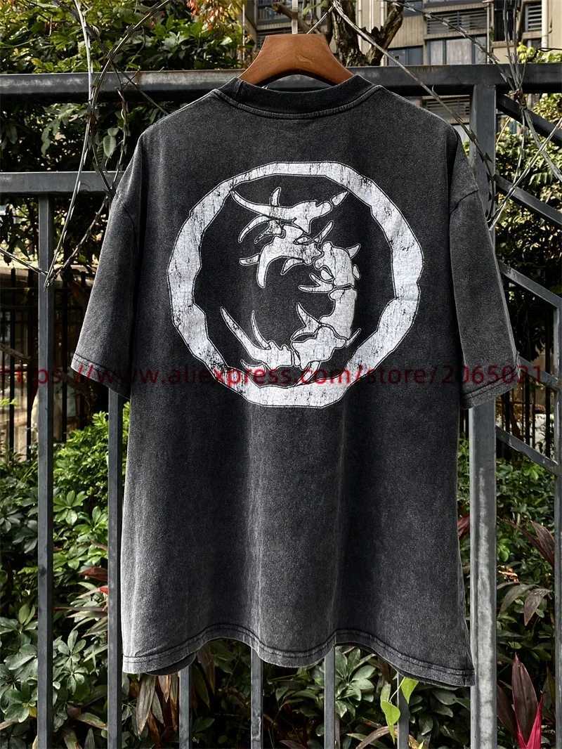 Męskie koszulki umyte święte Michael T Shirt Mężczyźni Kobiety Vintage Jezus Drukuj ciężki tkanina T-shirt J240409