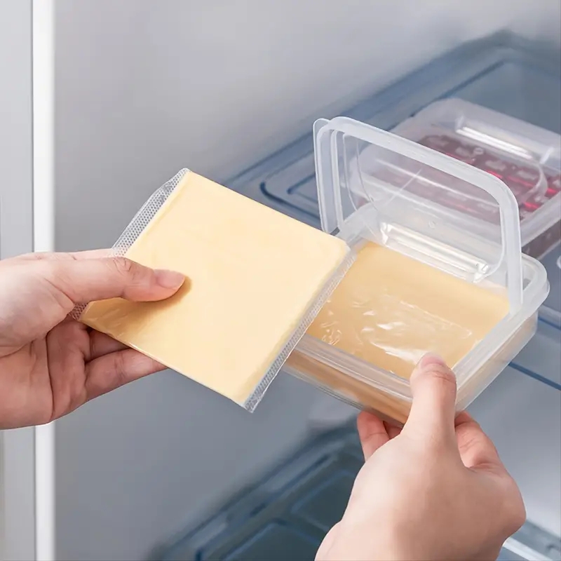 プラスチック冷蔵庫収納チーズボックス、チーズ容器、バターブロックチーズスライス保管ボックス