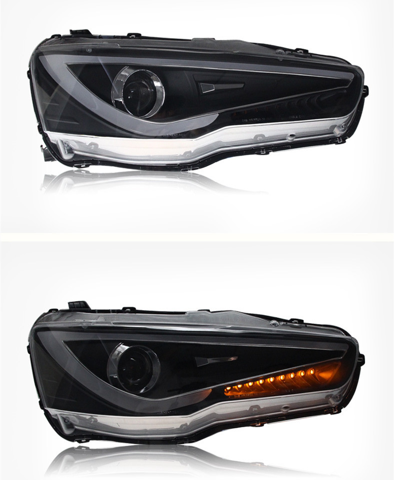 Pour Mitsubishi Lancer 20 09-20 18 Assemblage LED modifié Daytime Running Lights Streamer Turn Signal Lens Lampe Xenon