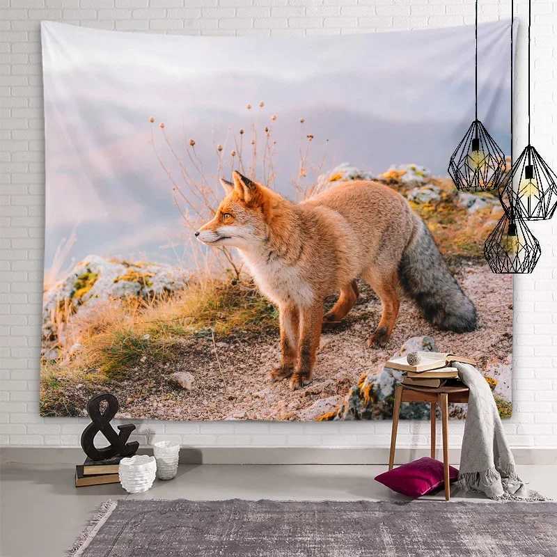 Beautiful Cute Fox Tapestry Animal Tapestries Wall Art Decoration Tapestry Kawaii Kids Room Living Room Bedroom Dormitory Room Home Decor R0411