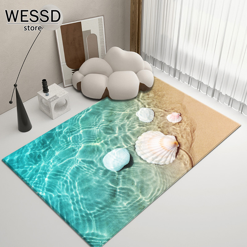 3D -Teppich -Meereswellen Großes modernes Wohnzimmer Teppich Marine Stil Schlafzimmer Teppich Cotenziale Couchtisch Matte Badezimmer Matte