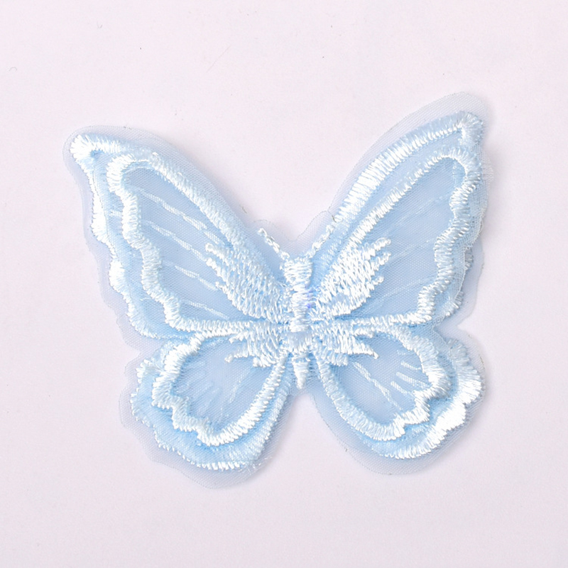 Diy Stereo Double Layers Organza Butterfly Embroidery Lace Fabric Applique Patch Stickers Clothes Skirts Decoration